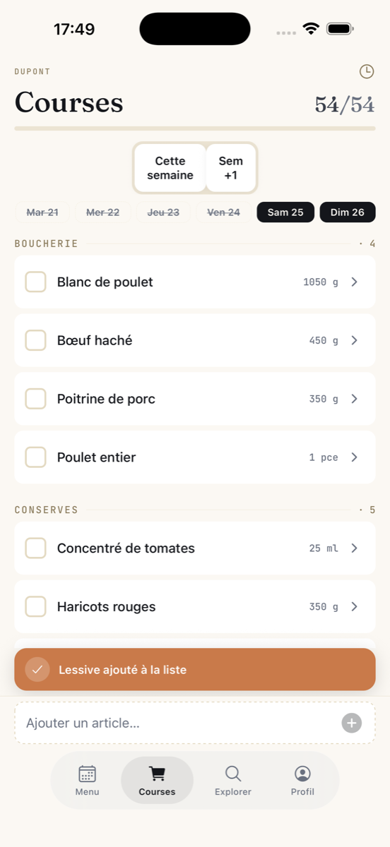 Liste de courses